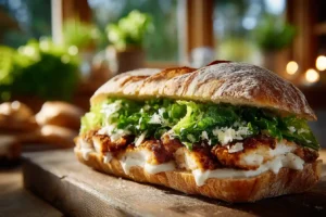 Chicken Caesar Sandwich with crispy chicken and Caesar dressing