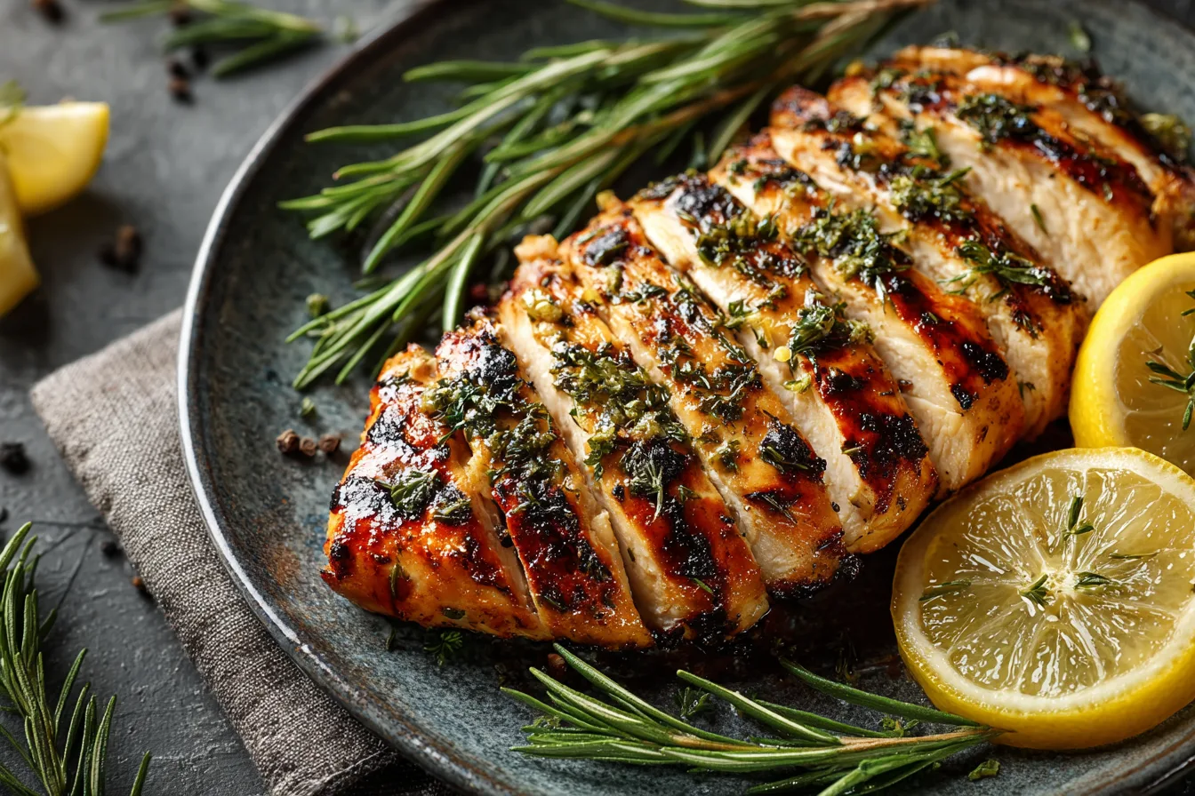 serving grilled chicken with marinade