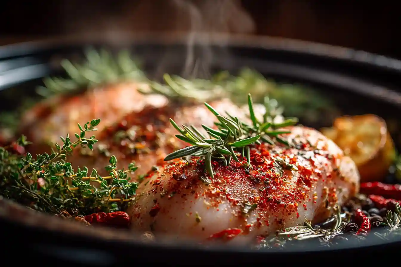 Ingredients for slow cooker chicken recipes arranged on a wooden table