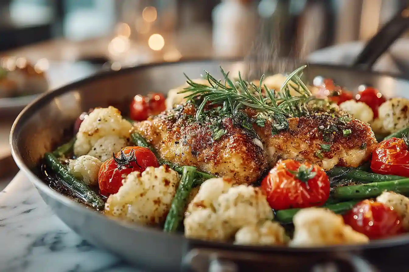 Modern kitchen cooking easy 30-minute chicken meal