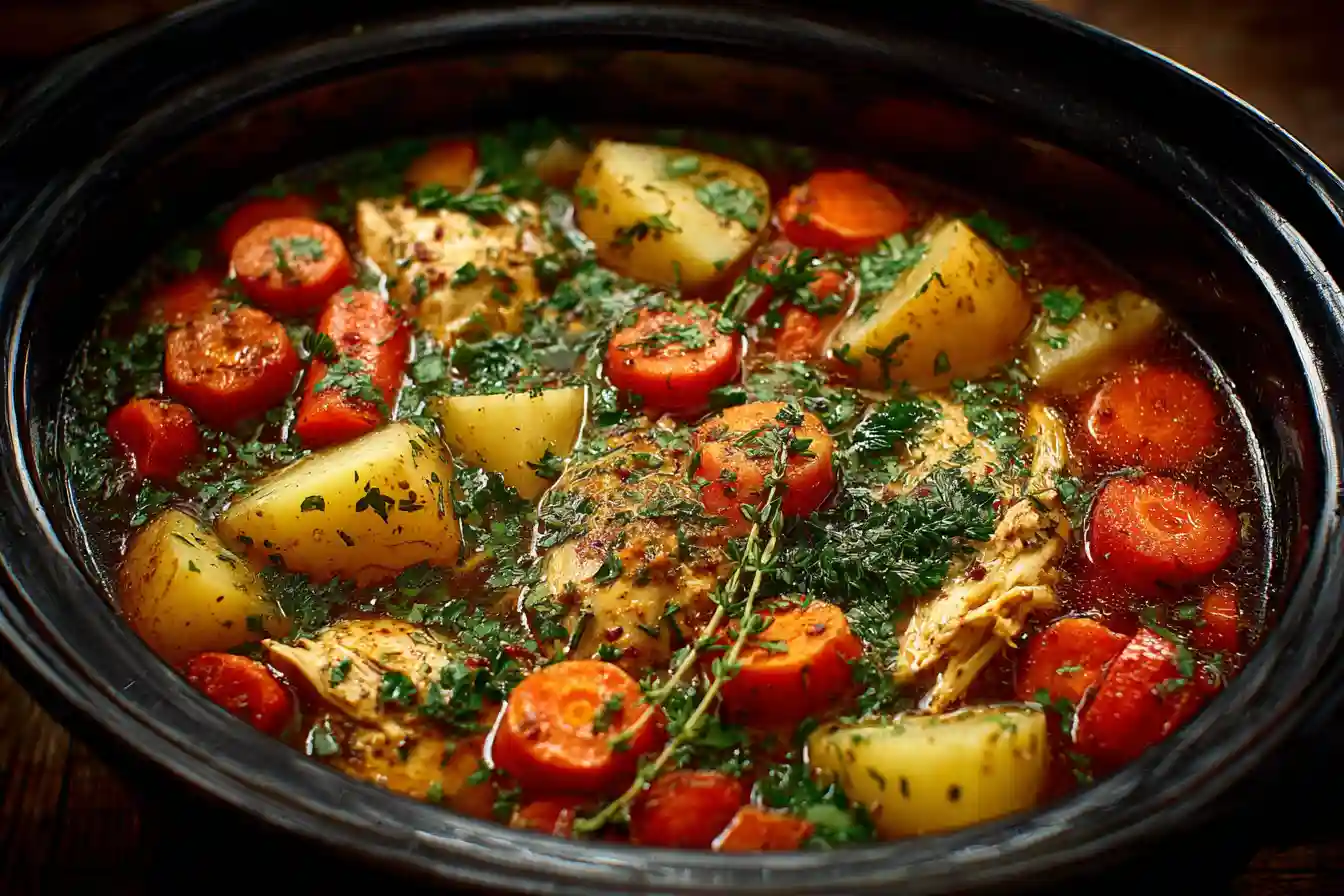 Preparing slow cooker chicken recipes with raw seasoned chicken