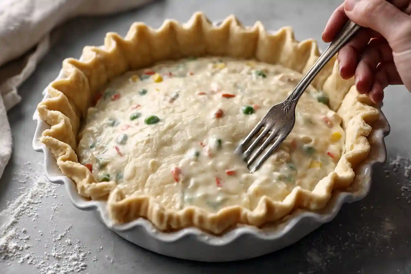 assembling easy chicken pot pie
