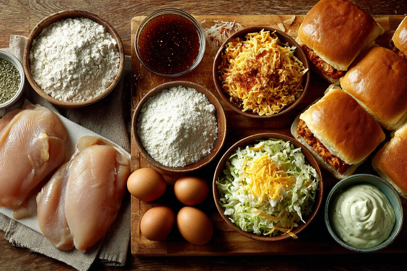 Ingredients for buffalo chicken sandwich