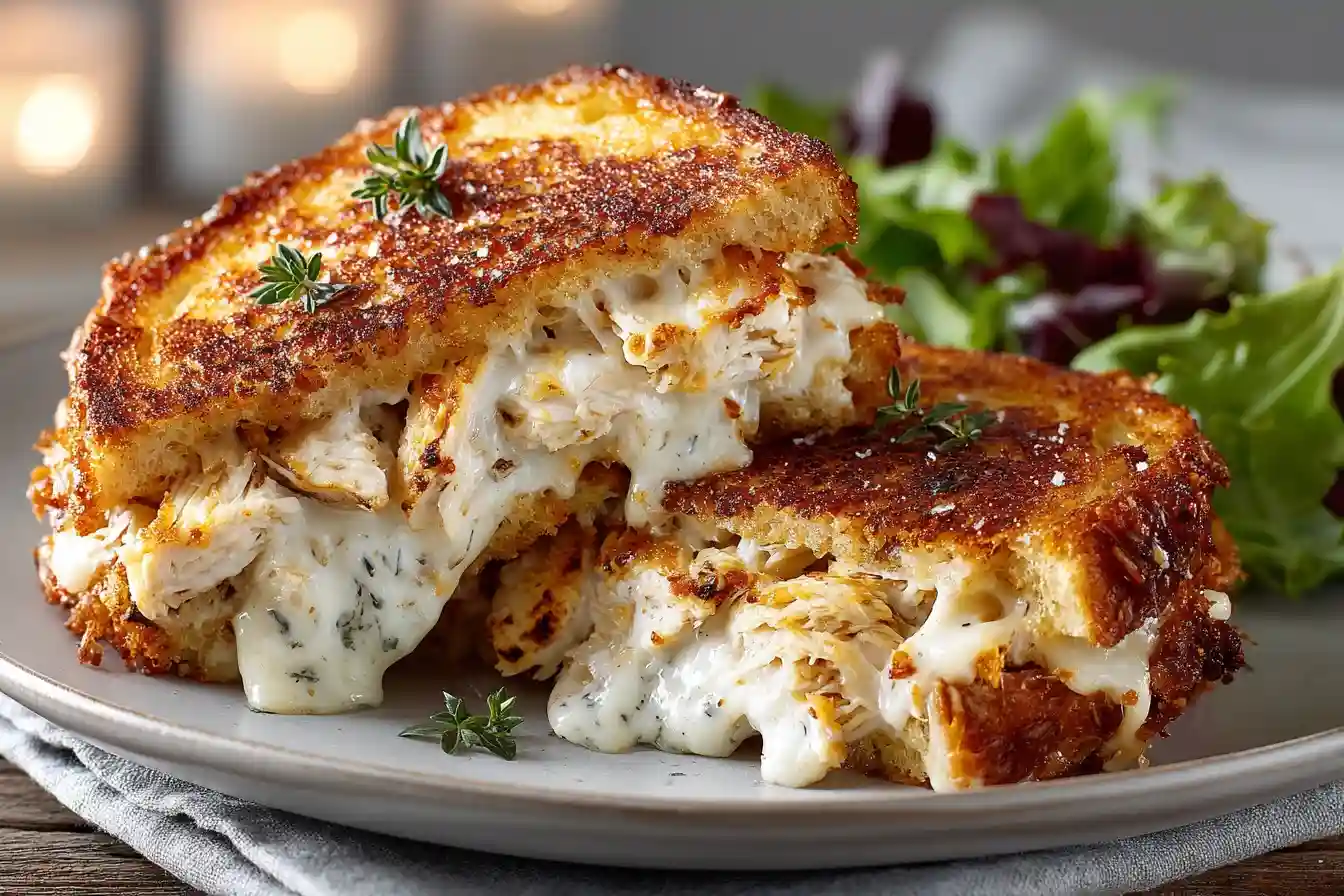 easy chicken grilled cheese served on plate