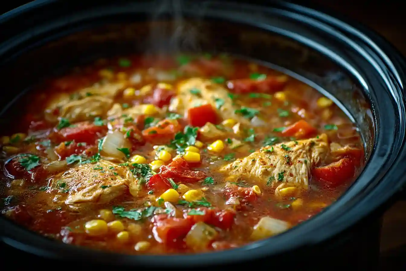 how to make chicken tortilla soup crock pot step