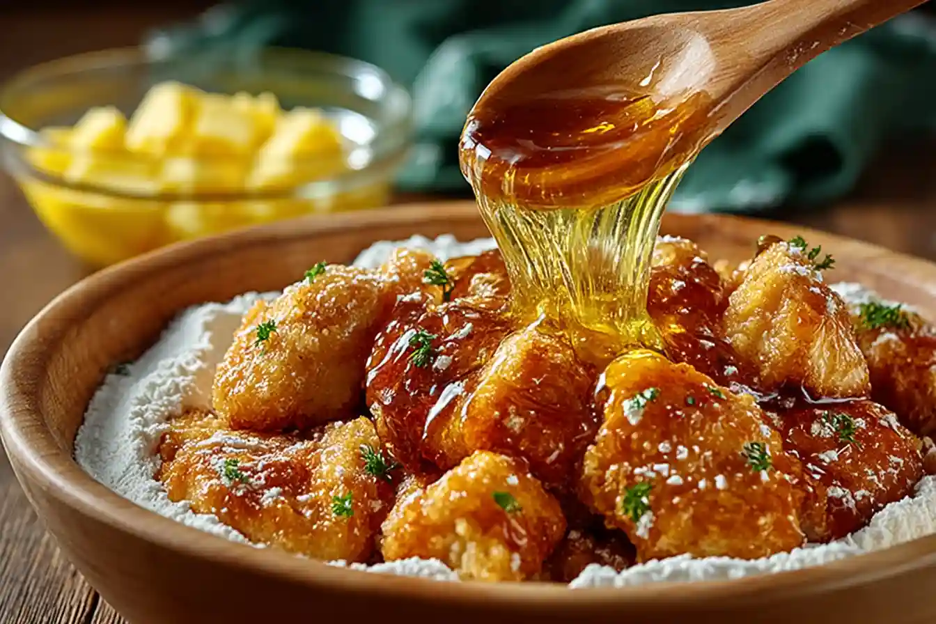 Cooking sweet and sour chicken until golden