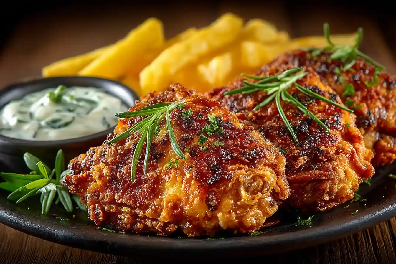 broasted chicken served with fries