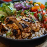Mediterranean Chicken Bowl Recipe with Fresh Toppings