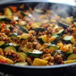 Ground Chicken Zucchini Skillet with Garlic and Olive Oil