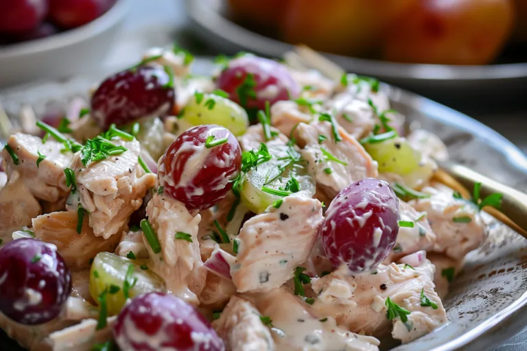 Sweet & Creamy Chicken Salad Recipe with Grapes