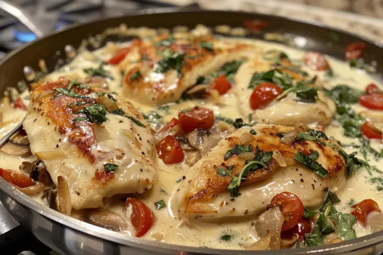 Healthy Tuscan Chicken Low Cream Version