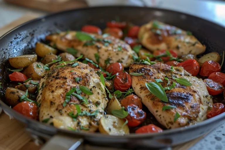 One Pan Light Tuscan Chicken Dinner