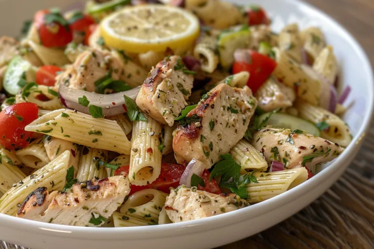 Lemon Herb Chicken Pasta Salad with Zesty Olive Oil