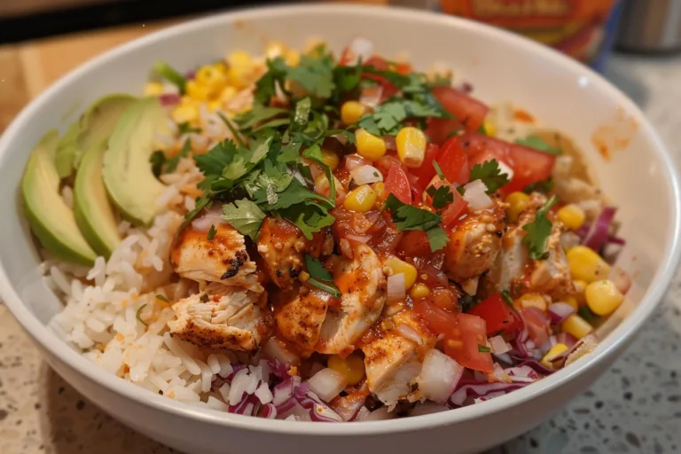 Creamy Street Corn Chicken Burrito Bowl Recipe