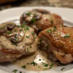 Creamy Mushroom Chicken Thighs with Garlic