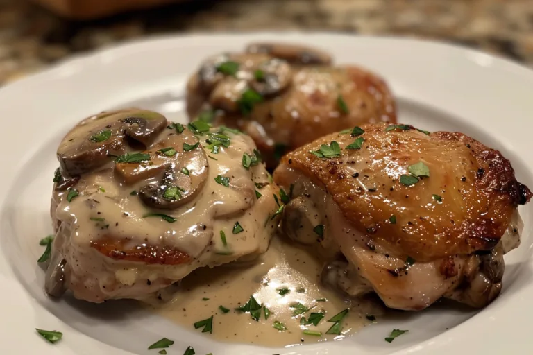 Creamy Mushroom Chicken Thighs with Garlic