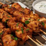 Crispy Chicken Skewers with Ranch Dip