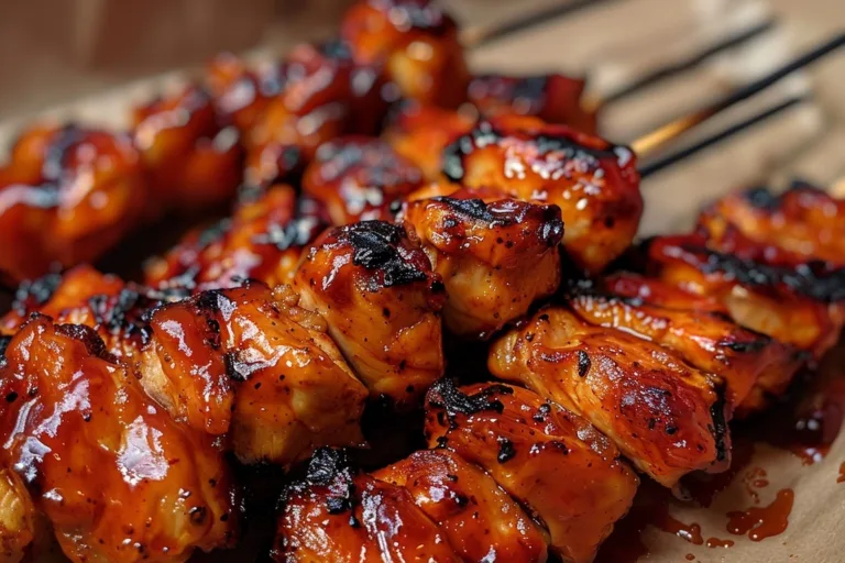 Spicy BBQ Chicken Skewers Recipe with Peppers and Onion