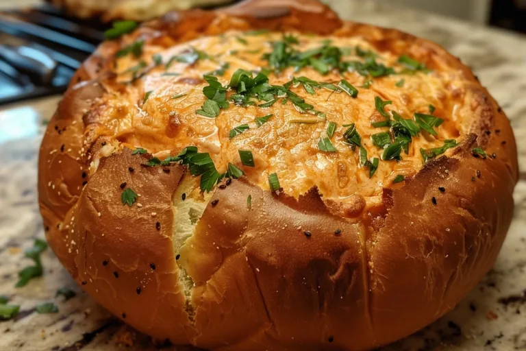 Buffalo Chicken Dip Stuffed Bread Bowl Recipe