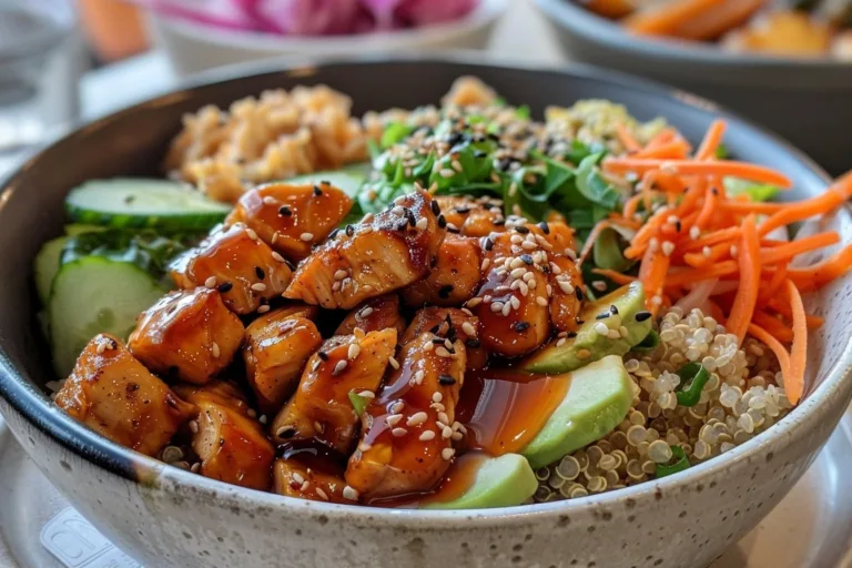 Spicy Hot Honey Chicken Quinoa Bowl