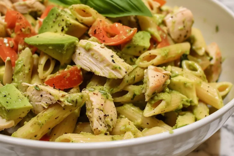 Avocado Chicken Pasta Salad (No Mayo) with Lime and Cilantro