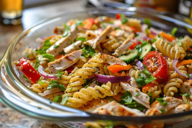 High Protein Chicken Pasta Salad for Satiety