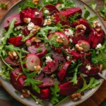 Warm Beet Salad Recipe with Olive Oil and Spinach
