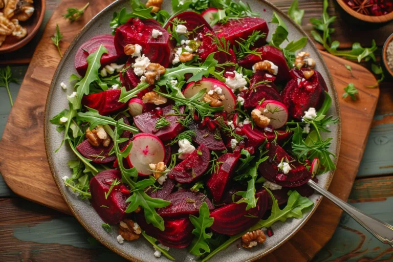 Warm Beet Salad Recipe with Olive Oil and Spinach