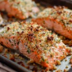 Parmesan Crusted Baked Salmon with Herb Topping