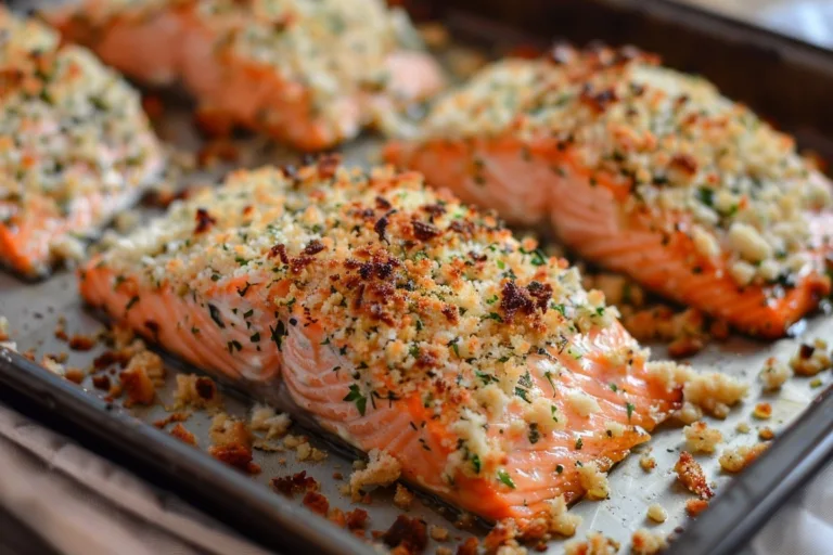 Parmesan Crusted Baked Salmon with Herb Topping