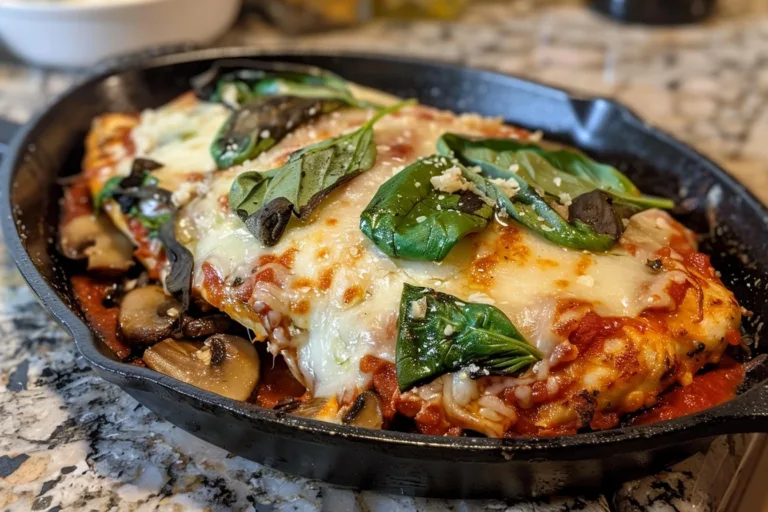 Keto Chicken Parmesan with Spinach and Mushrooms